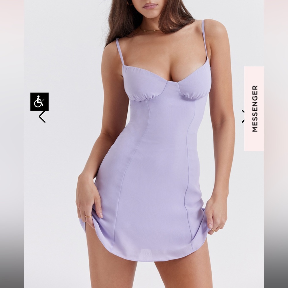 House of CB CHRISTIANA Lavender Mini Dress Medium